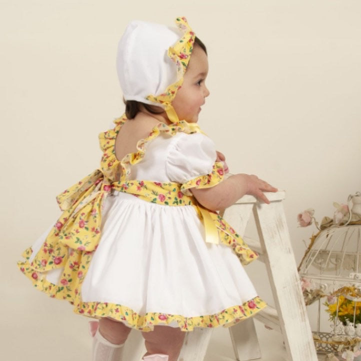 Sonata White and Floral Bonnet